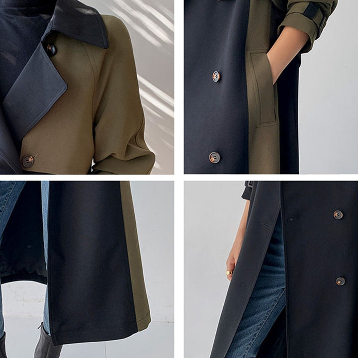 Drune | Schicker marineblauer und olivfarbener Trenchcoat