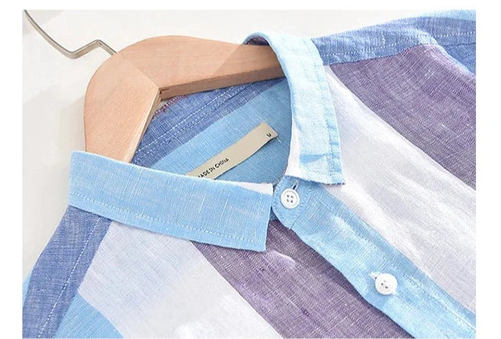 Drune | Gestreifte Leichtgewichts-shirt Baumwollmischung Lässiger Stil