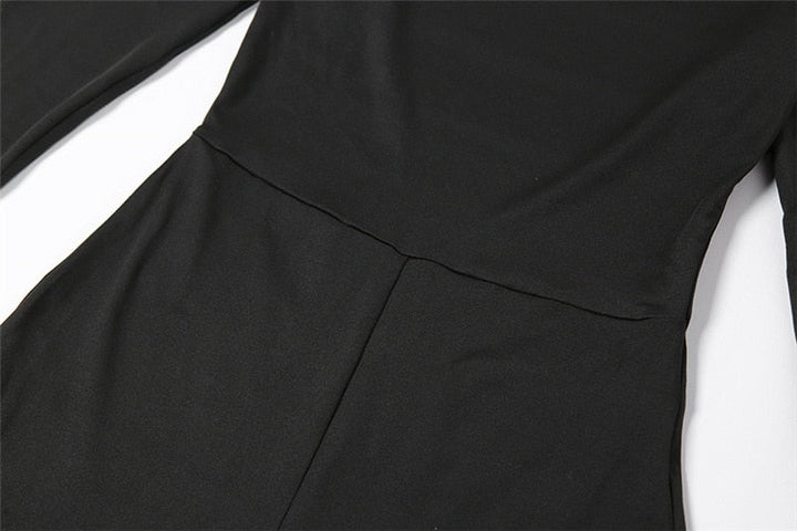 Drune | Schwarze Rückenfreie Große Flared Overalls
