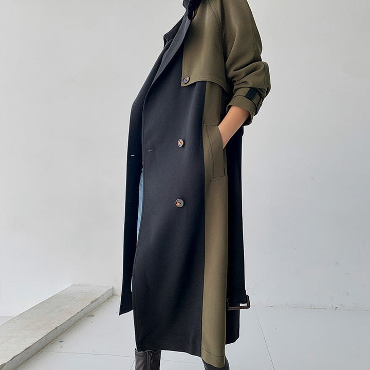 Drune | Schicker marineblauer und olivfarbener Trenchcoat