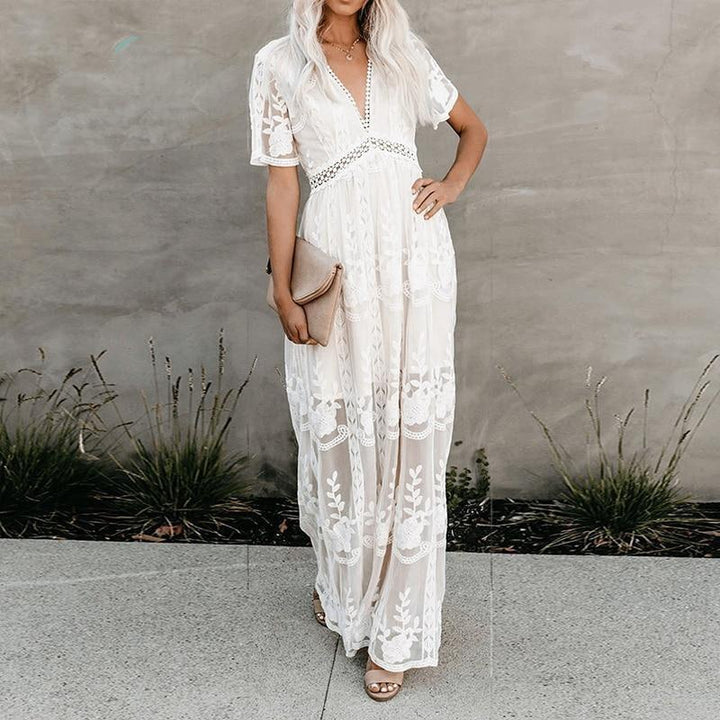 Drune | Spitzen Boho Fließkleid