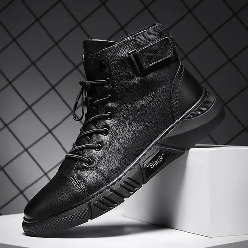 Einzigartige schwarze Lederschuhe Drune
