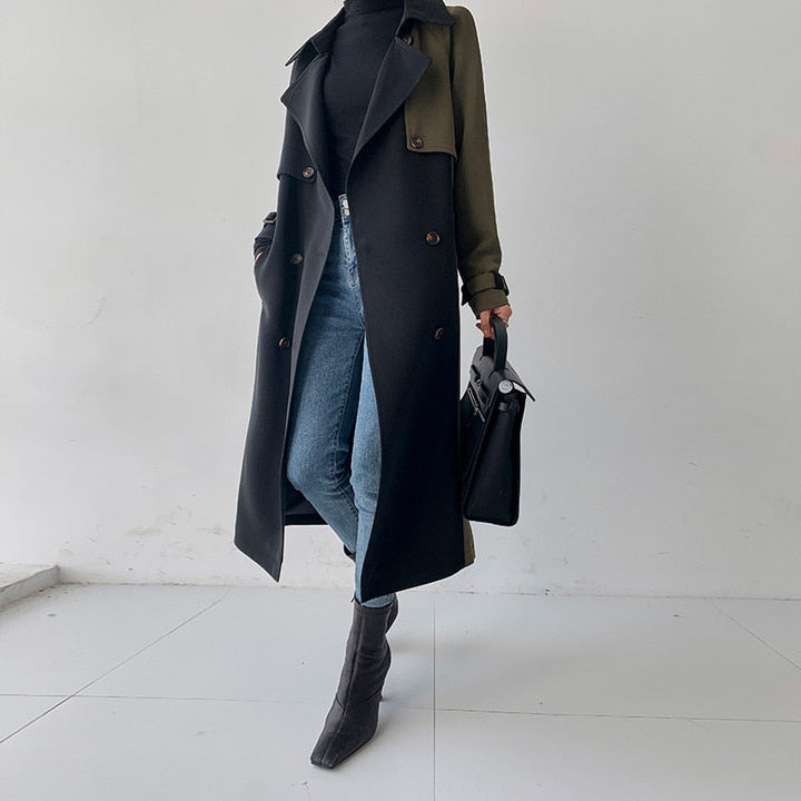 Drune | Schicker marineblauer und olivfarbener Trenchcoat