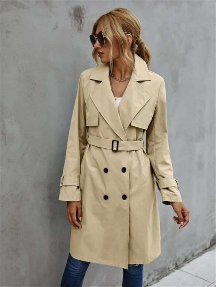 Drune | Damen Lässiger Trenchcoat Mit Doppelter Knopfleiste Und Reverskragen