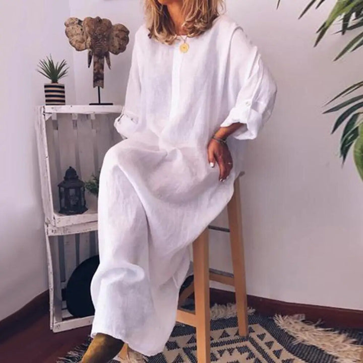 Drune | Lange Hemdkleid aus Leinenstoff Oversize