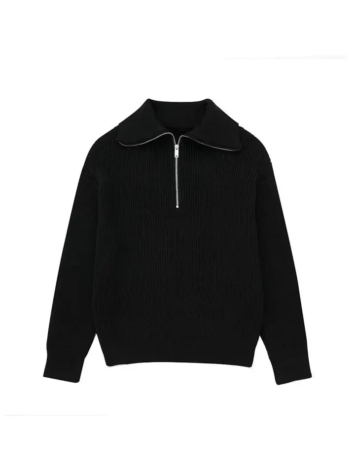 Drune | Retro Halbzip Gestreifter Pullover