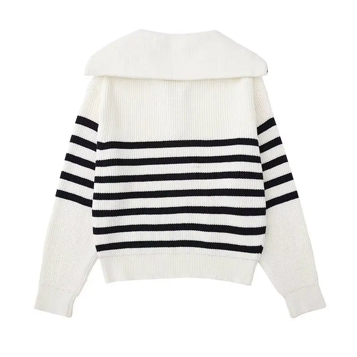 Drune | Retro Halbzip Gestreifter Pullover