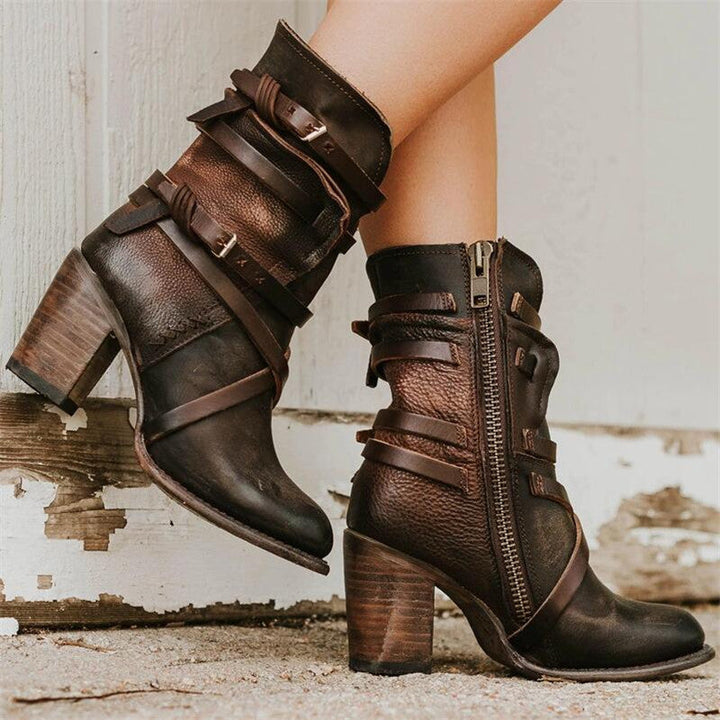 Leder Damen Stiefeletten mit orthopädischem Absatz – Chiara Drune
