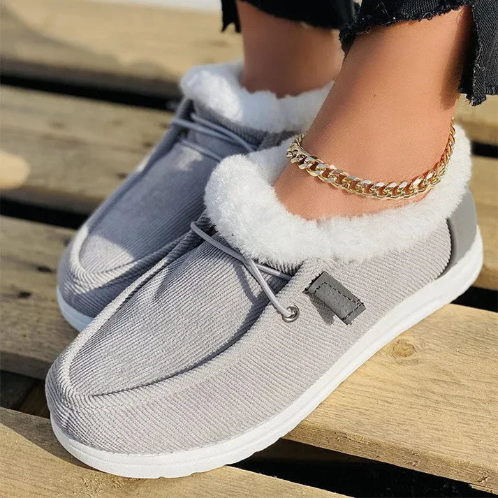 Drune | Luxuriöse Pelz Gefütterte Flache Schuhe mit Rutschfester Sohle
