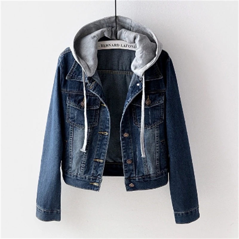 Drune | Denimjacke für Frauen Lässiger Look für Den Herbst Abnehmbare Kapuze