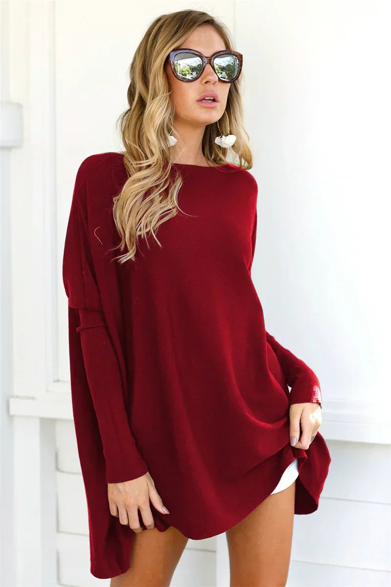 Drune | Pullover Sweatshirt - Oversized Fit - Weiches Strick - Langarm Tunika-Länge