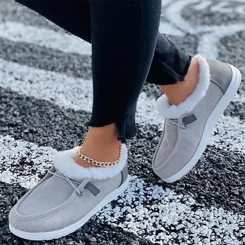 Drune | Luxuriöse Pelz Gefütterte Flache Schuhe mit Rutschfester Sohle
