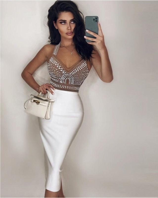 Drune - Bodycon Kleid mit Perlen