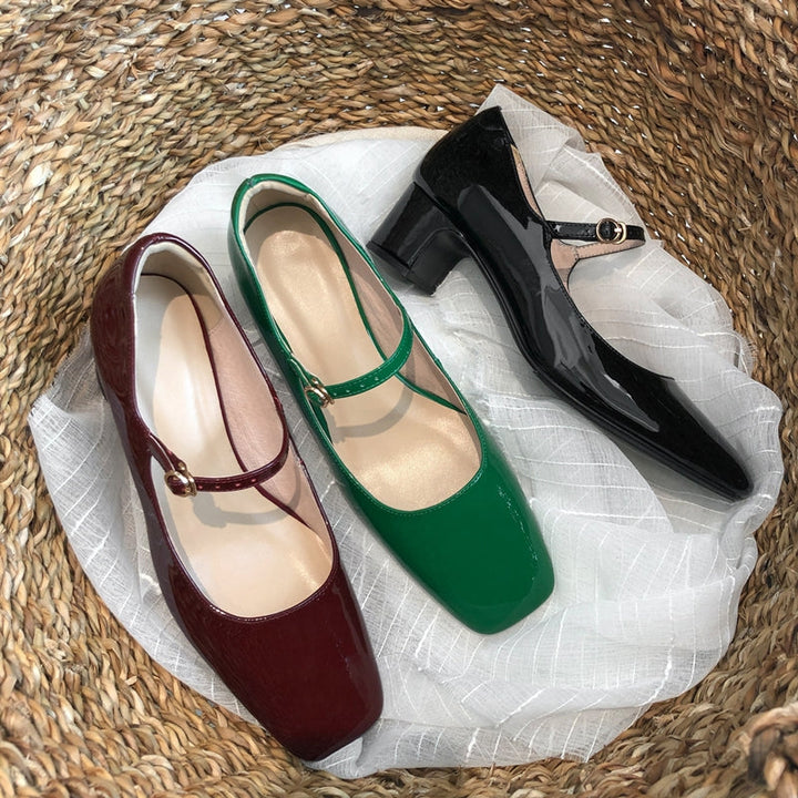 Drune | Schuhe mit Glänzendem Blockabsatz