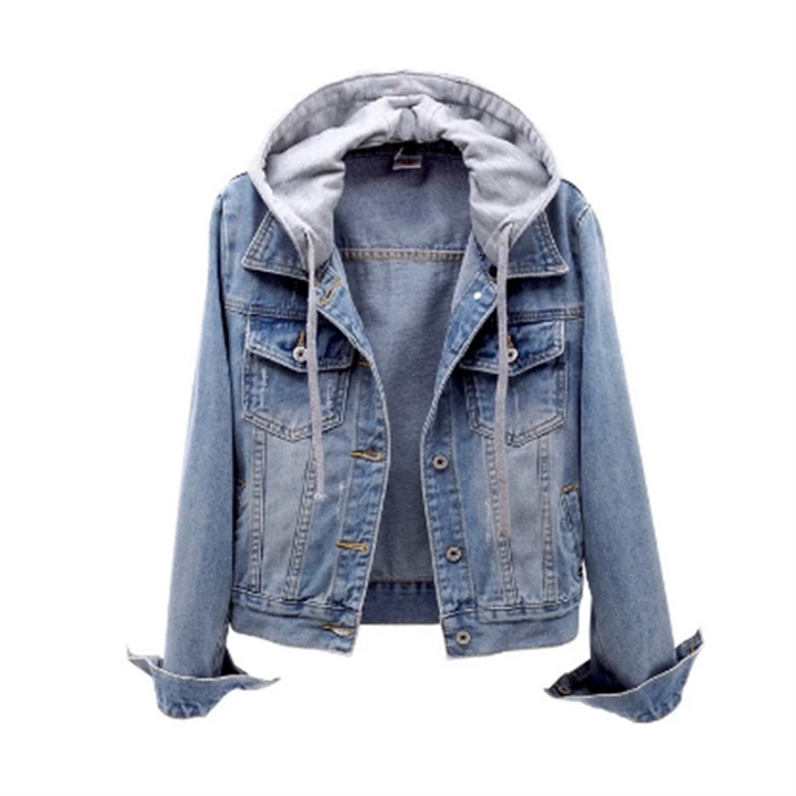 Drune | Denimjacke für Frauen Lässiger Look für Den Herbst Abnehmbare Kapuze
