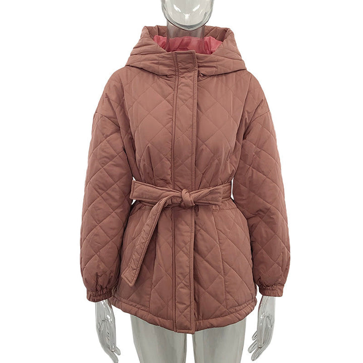 Drune | Krawattengürtel Lockere Argyle Kapuzenparka