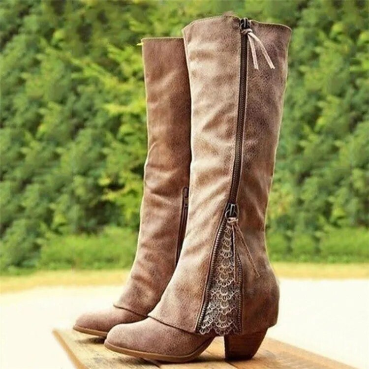 Drune | Weinlese High Heeled Stiefel