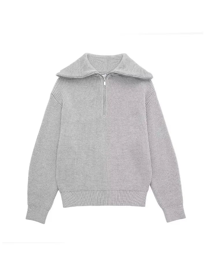 Drune | Retro Halbzip Gestreifter Pullover