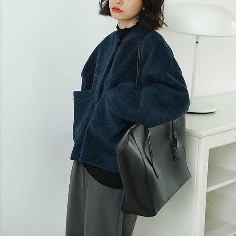 Drune | Lässig Lang Ärmel Taschen Blau Jacke