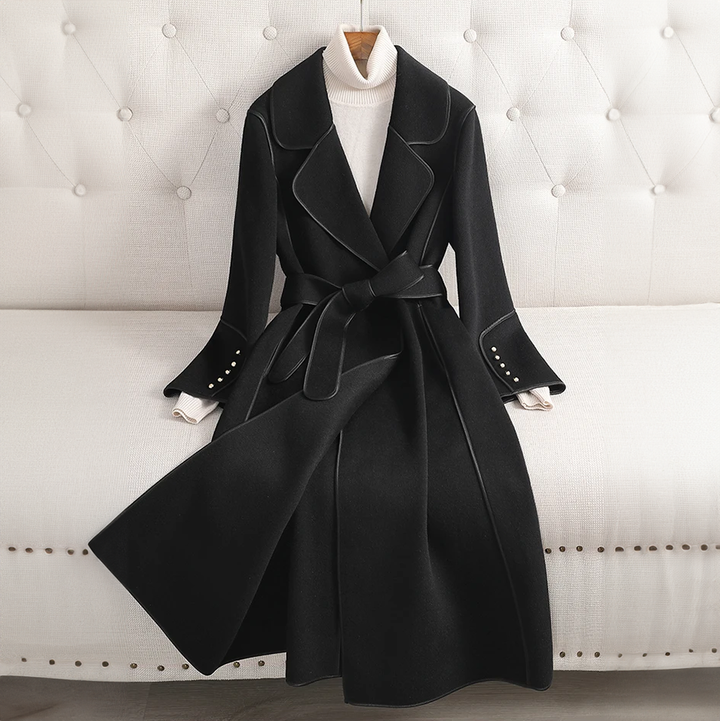 Drune | Damen Woll-Trenchcoat - Figurbetonte Silhouette - Taillierter Schnitt - Mit Reverskragen