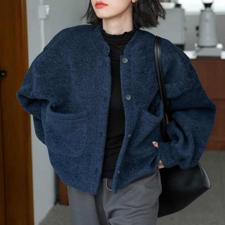 Drune | Lässig Lang Ärmel Taschen Blau Jacke