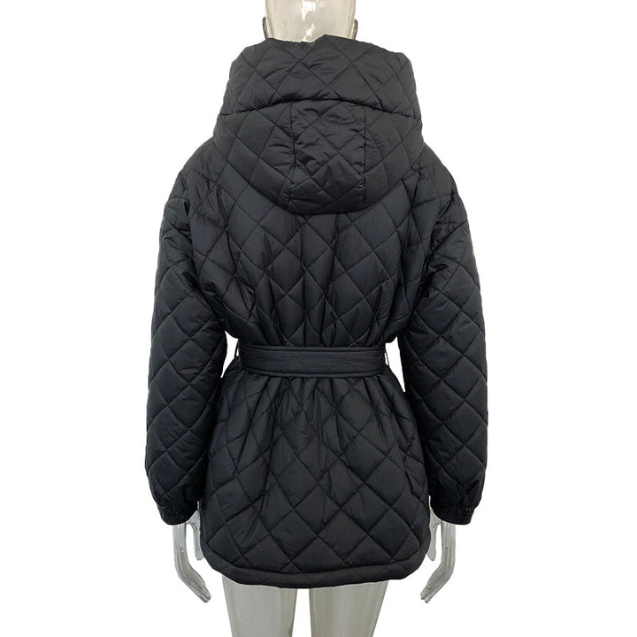 Drune | Krawattengürtel Lockere Argyle Kapuzenparka