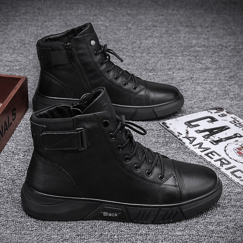 Einzigartige schwarze Lederschuhe Drune