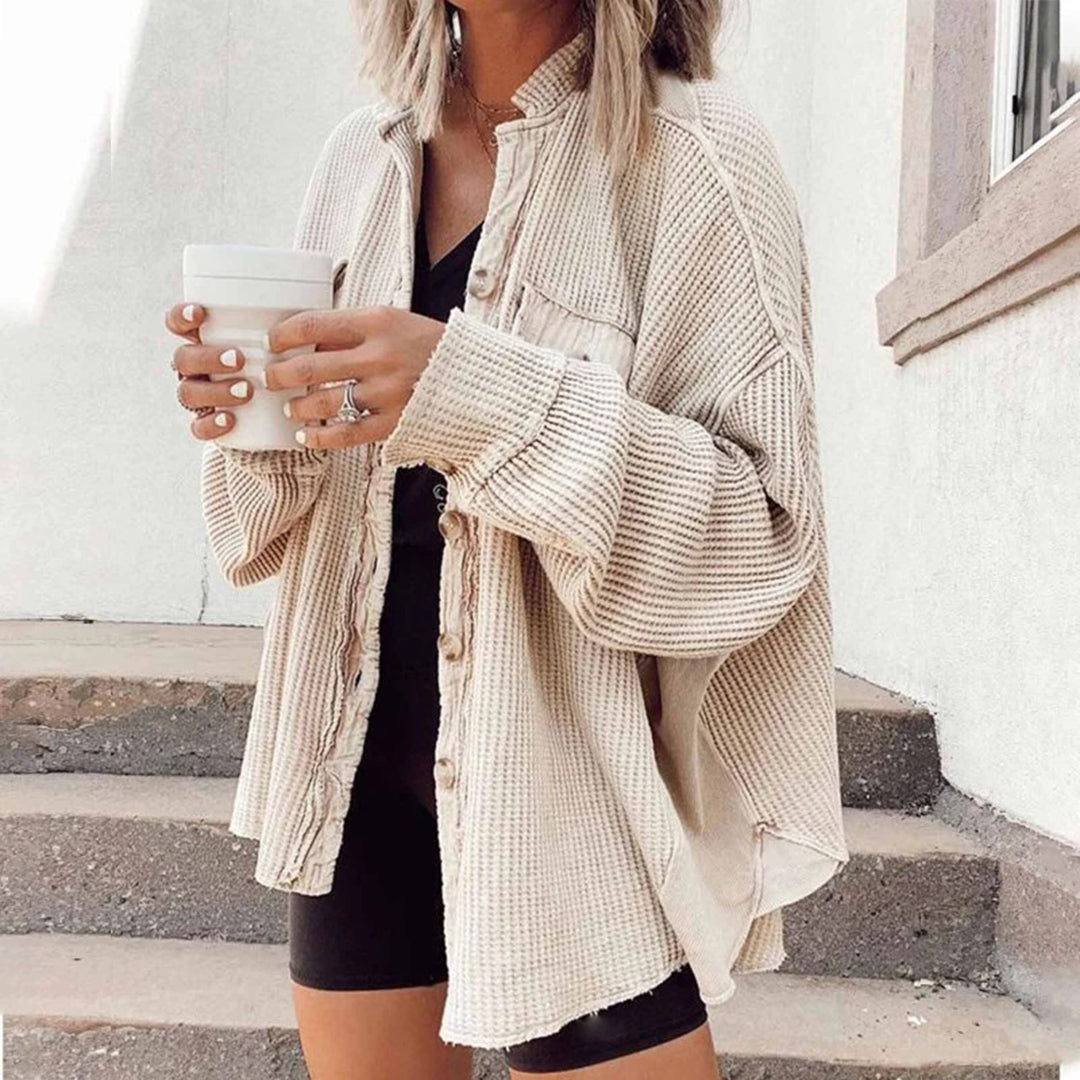 Drune | Damen Lässige Gerippte Strickjacke