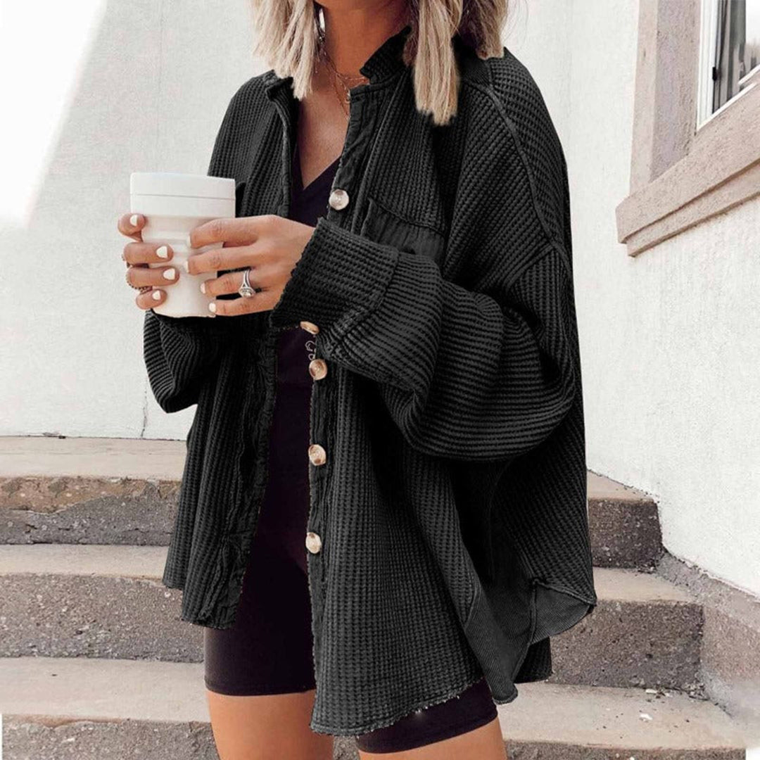 Drune | Damen Lässige Gerippte Strickjacke