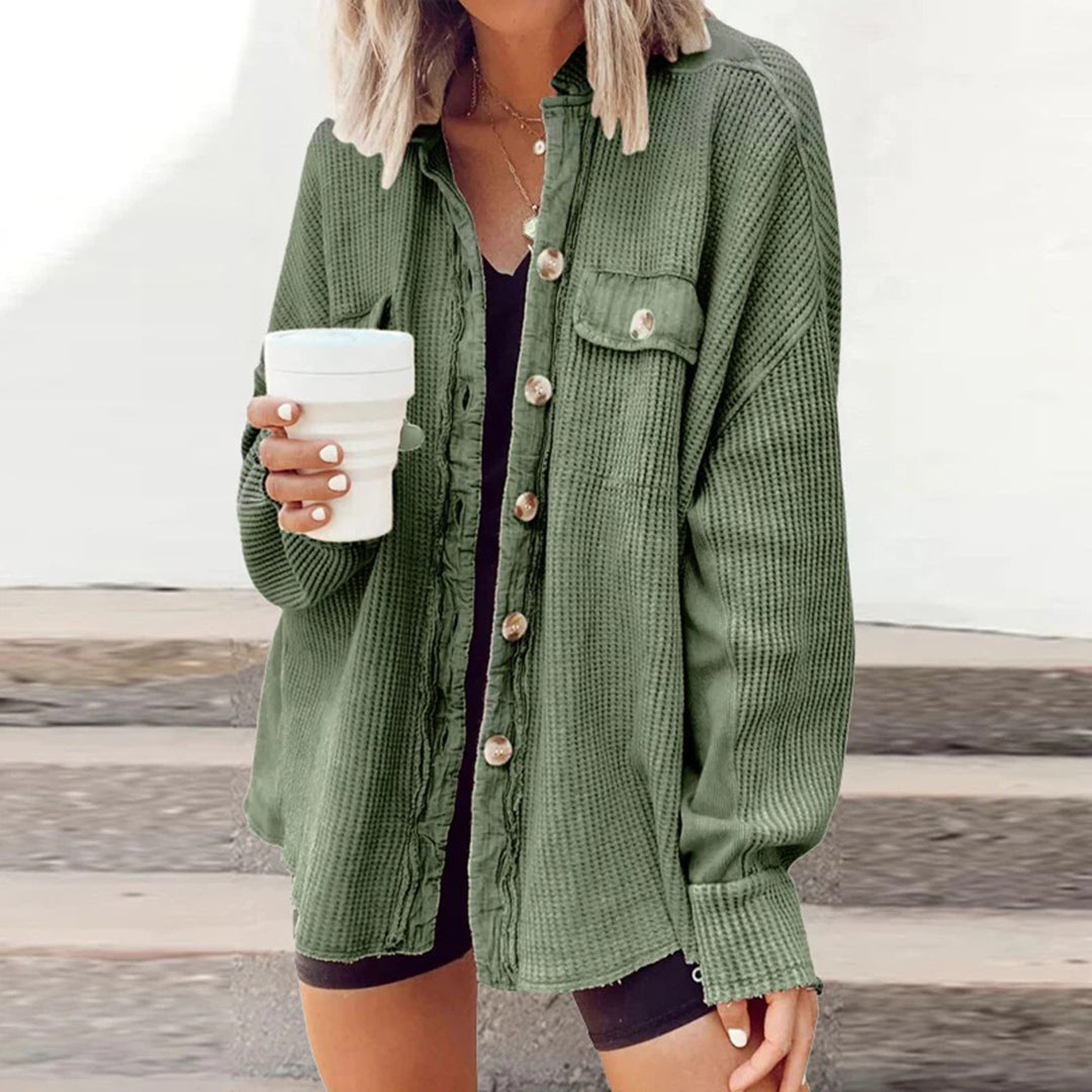 Drune | Damen Lässige Gerippte Strickjacke