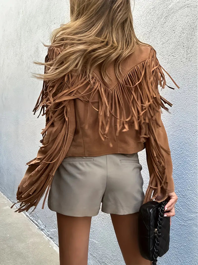 Drune | Velourslederjacke mit Fransen