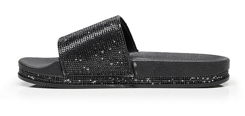 Drune | Kristall Diamant Slides mit Besatz Sandalen