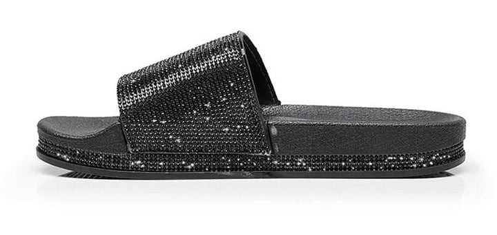 Drune | Kristall Diamant Slides mit Besatz Sandalen