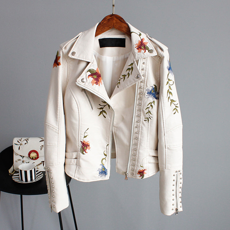 Drune | Bikerjacke mit Stickerei Pu-leder Elegant, Einzigartig