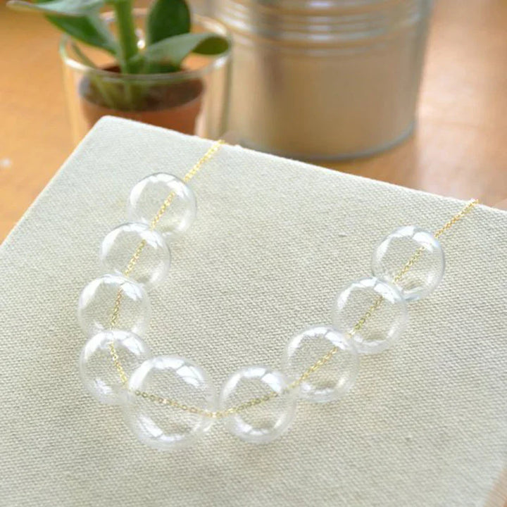 Drune | Französisch Elegantes Mehrfarbiges Klar 9 Glas Blasen Perlen Halskette Frauen Stil Aussage Perle Kugel Damen Bijoux