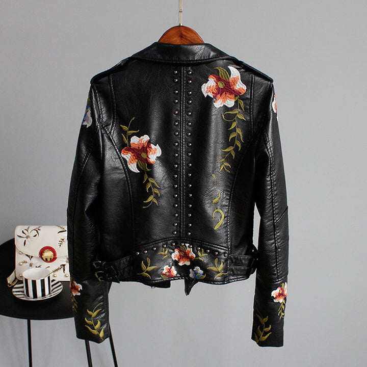Drune | Bikerjacke mit Stickerei Pu-leder Elegant, Einzigartig