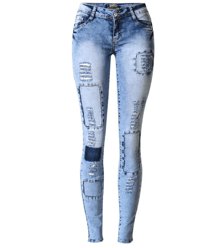 Drune | Dehnbare Patchwork-Jeans im Trend