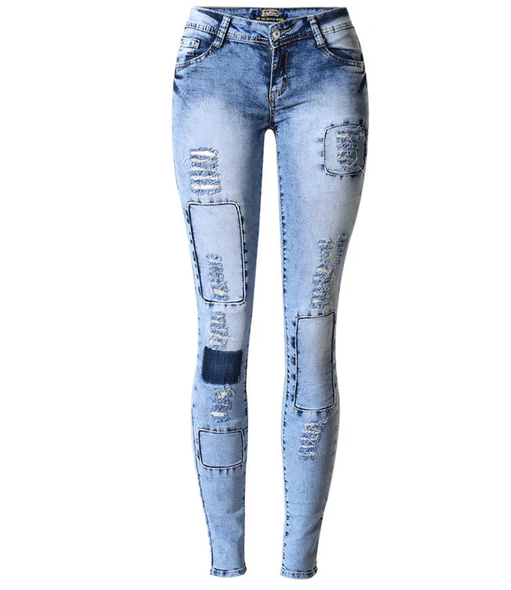Drune | Dehnbare Patchwork-Jeans im Trend
