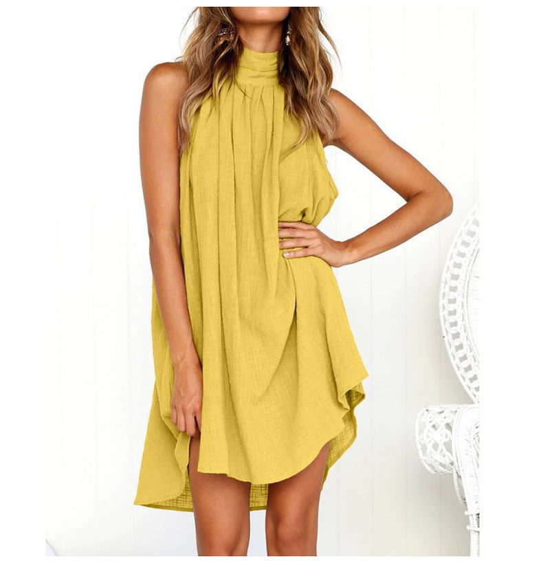 Drune | Halterneck Kleid mit High Low Saum