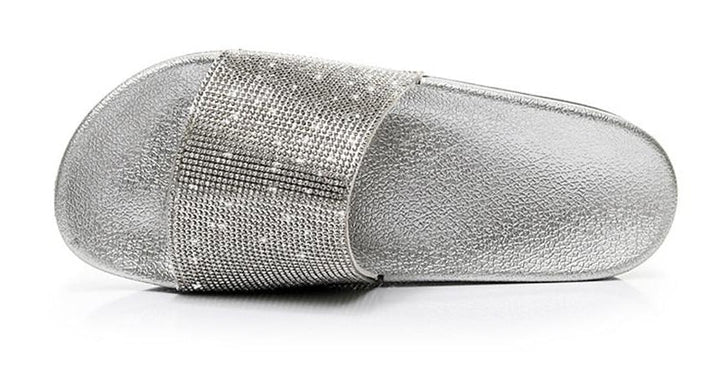 Drune | Kristall Diamant Slides mit Besatz Sandalen