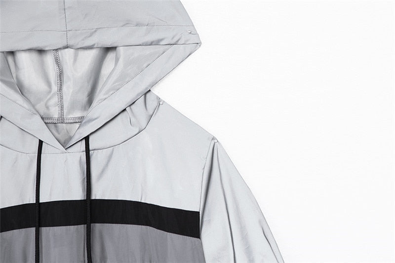 Drune | Reflektierender Crop Kapuzenpulli Jumpsuit