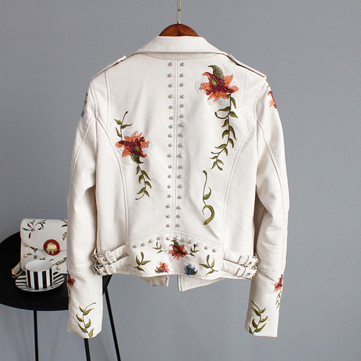 Drune | Bikerjacke mit Stickerei Pu-leder Elegant, Einzigartig