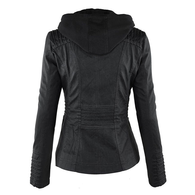 Kapuzenjacke: Basic PU-Jacke