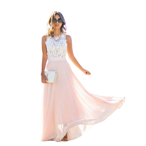 Drune | Elegantes Maxi Spitzenkleid Im Brauthochzeits Stil