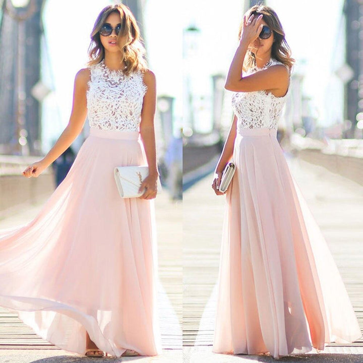 Drune | Elegantes Maxi Spitzenkleid Im Brauthochzeits Stil