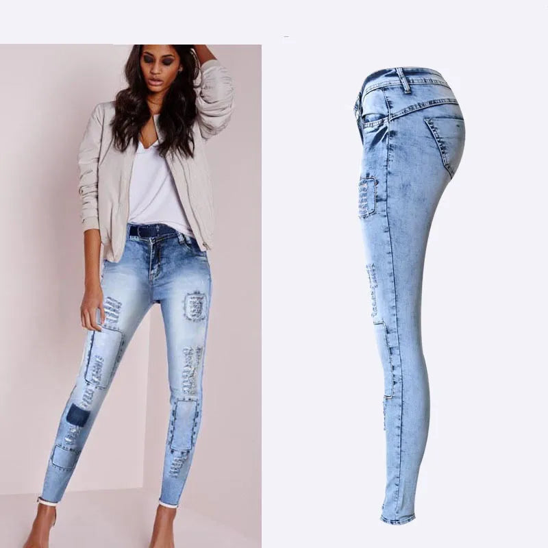 Drune | Dehnbare Patchwork-Jeans im Trend