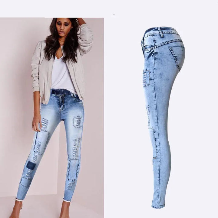 Drune | Dehnbare Patchwork-Jeans im Trend