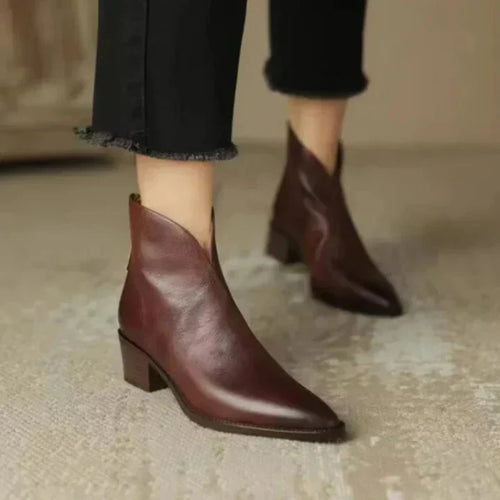 Drune | Damenstiefelette Aus Leder mit Blockabsatz