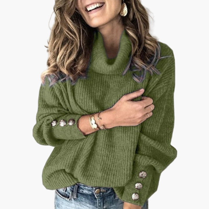 Drune | Pullover mit Rollkragen und Knopfdetails - Modischer Freizeit Strickpullover