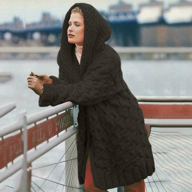 Drune | Langer Strickjacke mit Kapuze